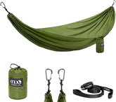 ENO TravelNest hammock setup demonstrates easy hanging for quick outdoor relaxation.