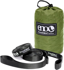 ENO TravelNest stuff sack illustrates compact packing for travel-ready hammocking anywhere.