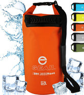Enthusiast Gear insulated dry bag cooler floating on water for river trips.
