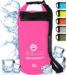 Enthusiast Gear roll-top insulated backpack pink for reliable waterproof storage on outdoor adventures