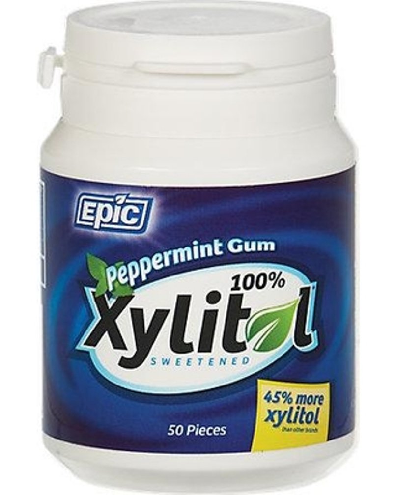 Epic Xylitol Peppermint Gum 50-count pack for fresh breath on the go