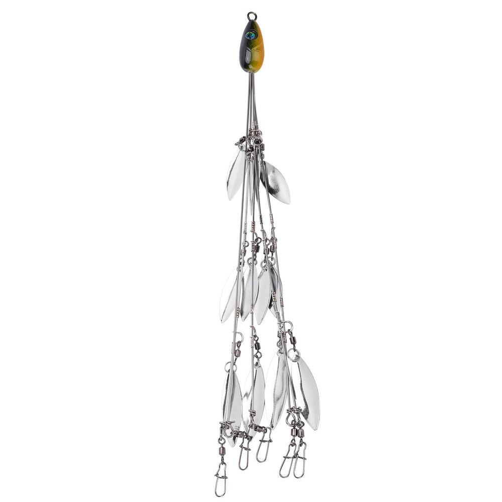 Equlup umbrella rig with 5 arms and 12 blades, ideal for multi-bait trolling.