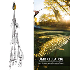 Equlup umbrella rig green color option enhances visibility in calm or murky water.