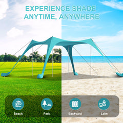 ERFEI cyan tent sandbags securing on sand for stable shade