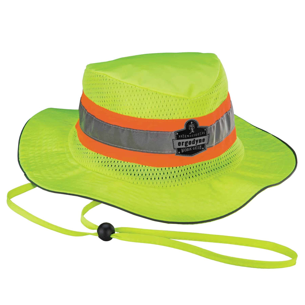 Ergodyne Hi-Vis Ranger Sun Hat front view with wide brim for sun protection.