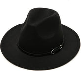 ericotry unisex wide brim fedora hat black - front view