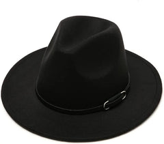 ericotry unisex wide brim fedora hat black - front view