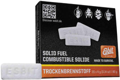 Esbit 4g solid fuel tablet packaging showing long shelf life.