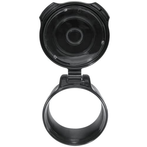 Close-up of black sun-shield disk on scope cap