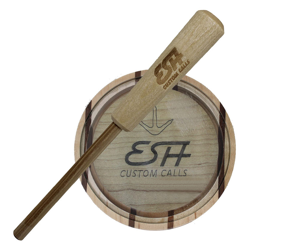 ESH turkey call laminated glass close-up showcases clear hen sounds for realistic calling.