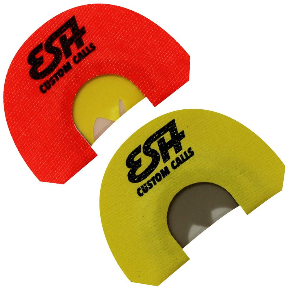 ESH turkey mouth calls 2-pack closeup of reeds for lifelike hen sounds.