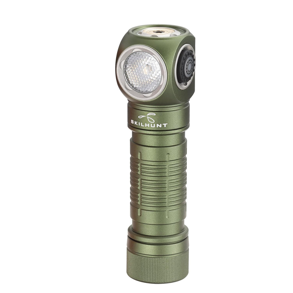 ESKTE H150 headlamp front view shows compact hands-free design for outdoor use.