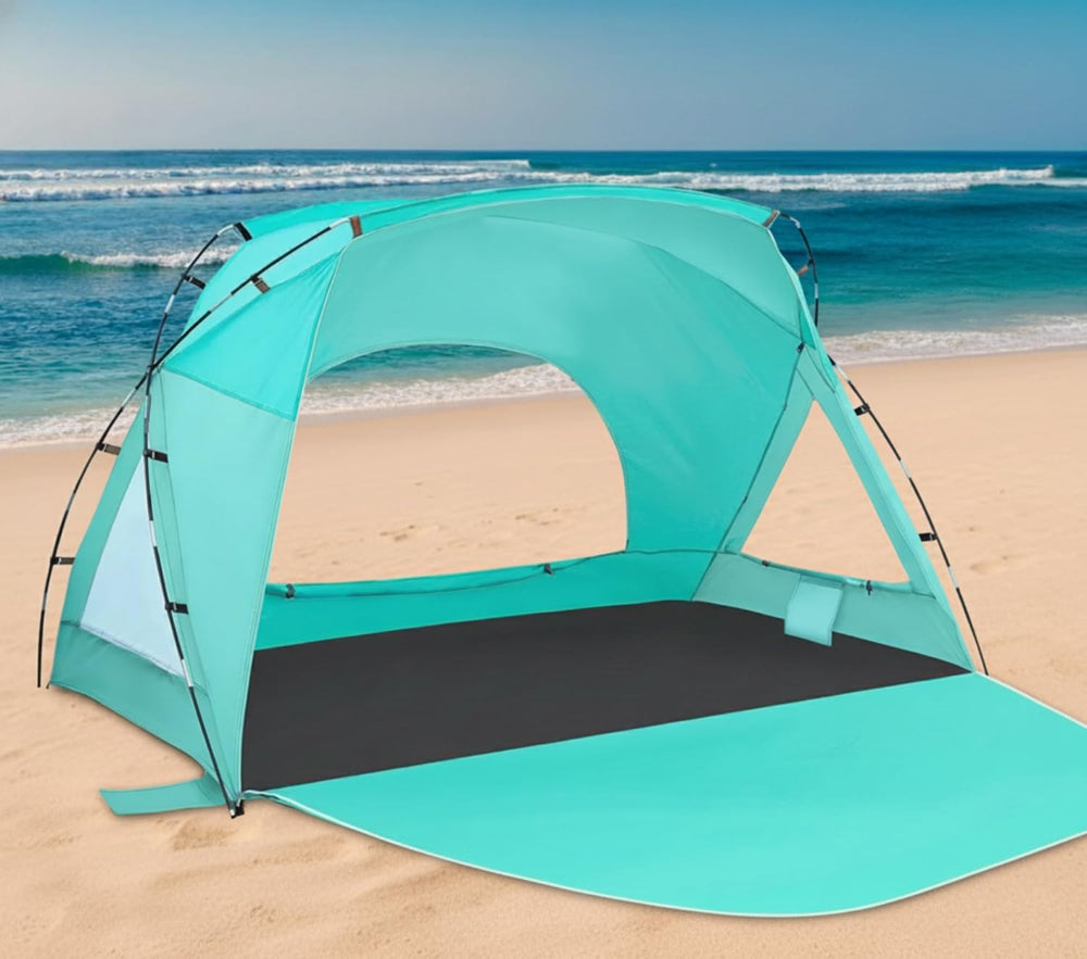 Etto Beach Tent interior offers roomy shade for a comfortable beach day.