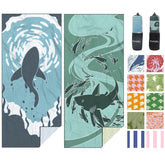 Eunzel two-pack microfiber beach towel sand-free for easy beach cleanups.