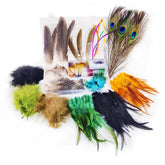 EUPHENG feathers collection close-up shows natural movement for realistic fly patterns.