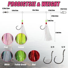 Close-up of 60lb swivel and 30lb mono leader on Hi-Lo rig
