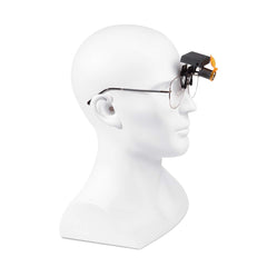 EustomA LED headlamp ergonomic design reduces facial pressure during wear.