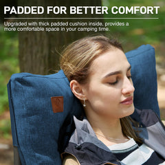 Ever Advanced camping chair with cup holder keeps drinks within arm's reach during camping.