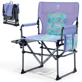 EVER ADVANCED camping directors chair with side table highlighting integrated cup holder for quick drinks.