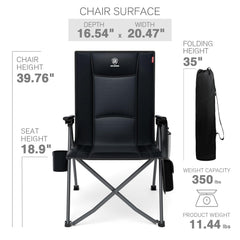 EVER ADVANCED heated camping chair folded for compact storage and transport.