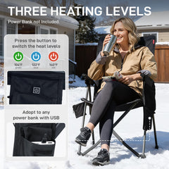 EVER ADVANCED heated reclining camping chair seat provides cozy warmth where you sit.