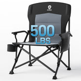 EVER ADVANCED oversized folding-chair front view shows roomy seat for cross-legged comfort outdoors.