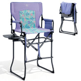 Ever Advanced portable tall folding chair with side table for makeup artists.
