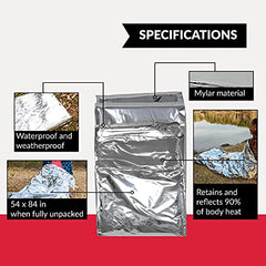 Ever Ready First Aid Mylar rescue blanket folded, ultra-compact for storage.