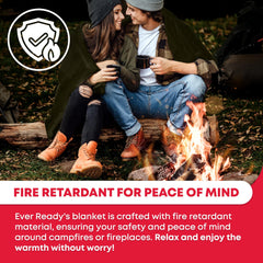 Ever Ready First Aid fire-retardant label emphasizes safety features.