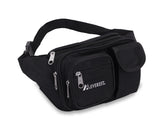 Everest multiple-pocket waist pack black, front view, keeps essentials easily accessible.