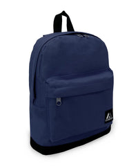 Everest small backpack navy front pocket close-up showing convenient hidden zipper for quick access