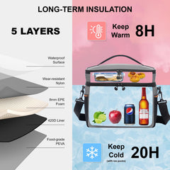 Everfun small lunch box gray open-top reveals organized double-deck cooling design.
