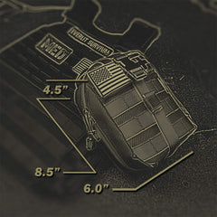 Everlit tactical pressure dressing inside kit for sealing wounds and maintaining site cleanliness.