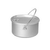 Evernew Backcountry Almi Pot front view, compact solo camping cookware.