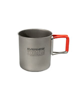 Evernew lightweight titanium 400FH mug with folding handle for compact backpacking