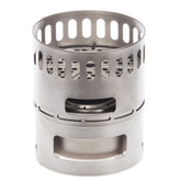 Evernew TI Stove DX Set front view showing compact portable design for outdoor cooking.