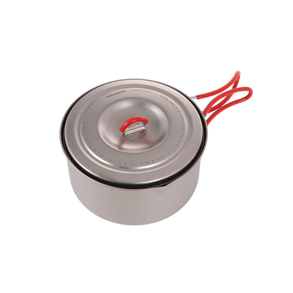Evernew titanium lightweight camping pot folding handle for ultralight backpacking.