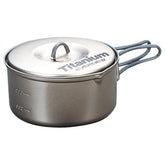 Evernew titanium non-stick pot 0.9L, top view, ideal for ultralight camping meals.