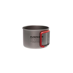 Evernew ultralight titanium cup with compact travel-friendly form.