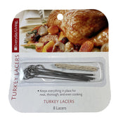 Everyday Living Turkey Lacers pack shot with eight metal lacers and string for roasting