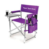 Everywhere Chair embroidered sports director chair, purple, with personalized text for a standout game-day look.