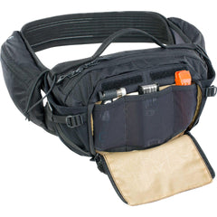 EVOC AIRO FLEX waist belt close-up emphasizes secure grip and ventilation