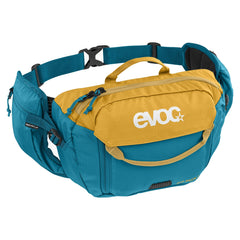 EVOC HIP PACK 3 closeup highlights compact, durable storage for rides.