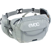 EVOC HIP PACK 3 stone grey front view offers compact storage for rides.