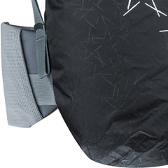 EVOC Raincover adjustable drawstring fits multiple backpacks securely.
