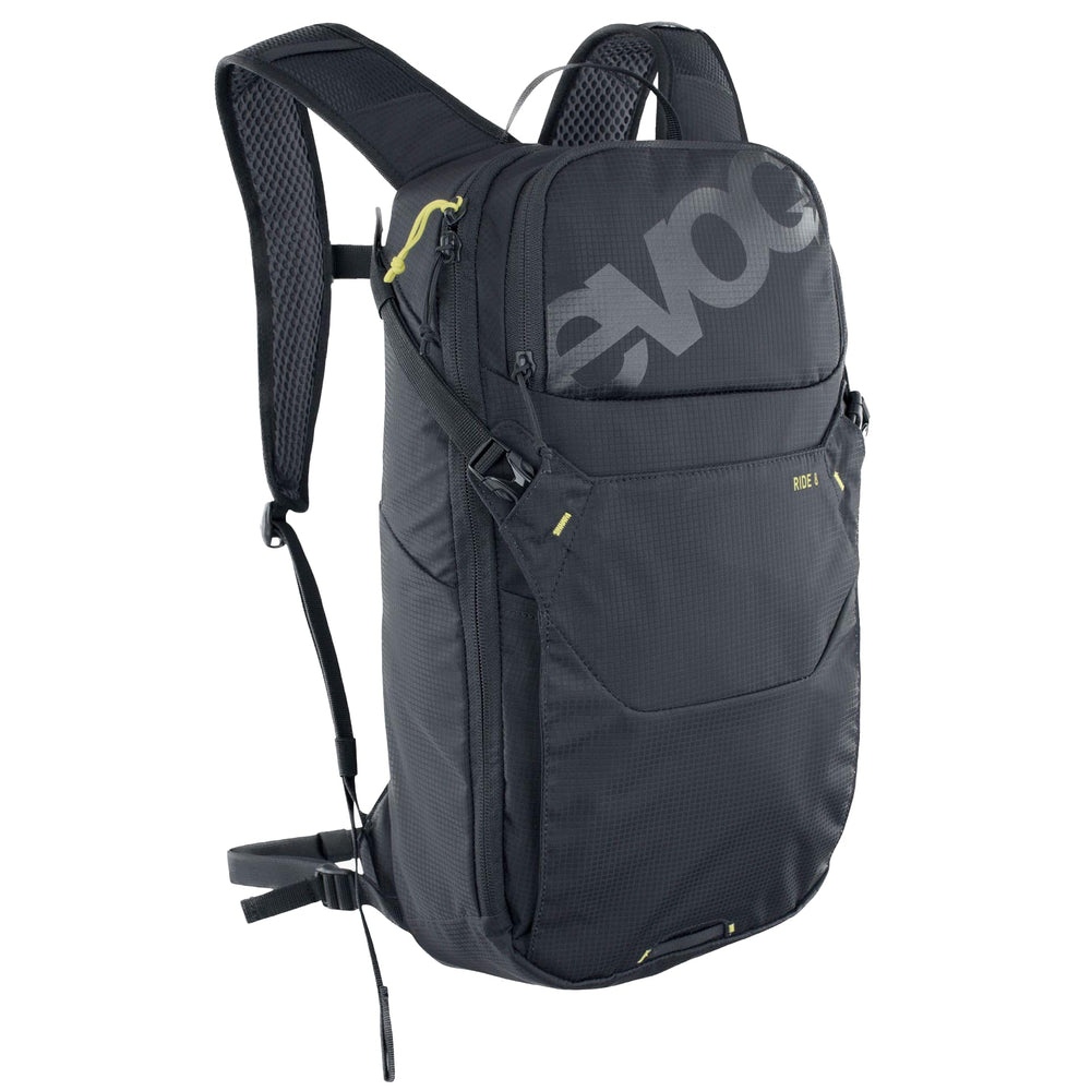 EVOC RIDE 8 backpack with multiple storage compartments for organized trail gear.