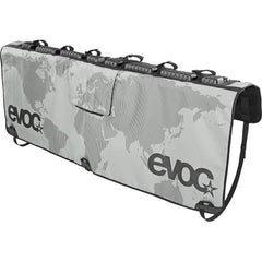 EVOC Tailgate Pad for six bikes in stone color with rear-view camera access.