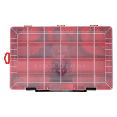 Clear lid on Evolution Drift Series tackle tray for easy content recognition.
