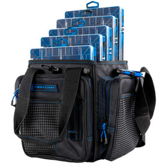 Evolution Outdoor Drift Series topless vertical tackle bag in blue for quick access and organized storage.