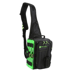 Evolution Outdoors Drift Tackle Sling Green front view showing lid-less access